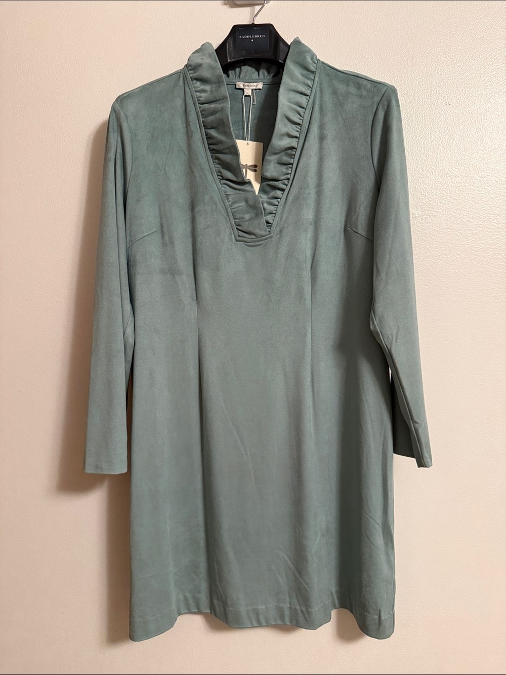 Tyler Boe Dusty Sage Long-Sleeve V-Neck Shift Dress